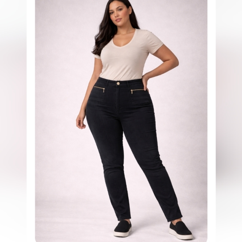 Lane Bryant Black Jeans Size 22 | Real Pockets W/ Decorative Zip Detail